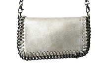 Borse in Pelle silver leather pewter chain strap crossbody bag