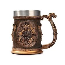 3D Viking Stainless Steel Coffee Mug Warrior Stein Tree of Life Medieval Gift