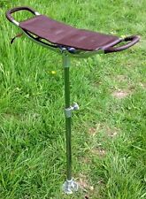 BROWN STRONG LEATHER SHOOTING STICK RACING FOLDING SEAT SHOWS CHAIR STOOL 