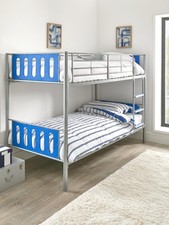 Cyber Metal Bunk Bed Splits 2 Single Beds Blue Kids Childrens Bedroom UK