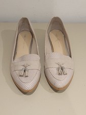 M&S Collection Grey Beige Tassel Flat Loafers Size UK 6  EU 39
