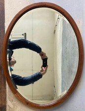 Oval Mirror with Faceted Wood