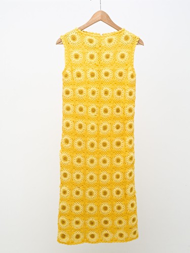 Vintage yellow crotchet flower - crotchet,