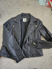 Ladies Black Faux Leather Jacket River Island Size 10