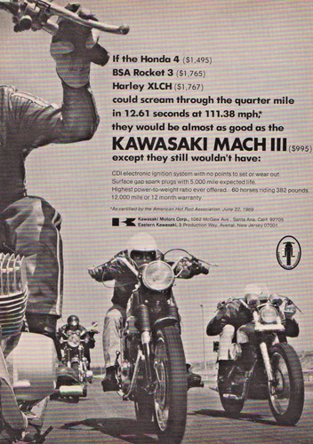 Kawasaki motorcycle print - ad,