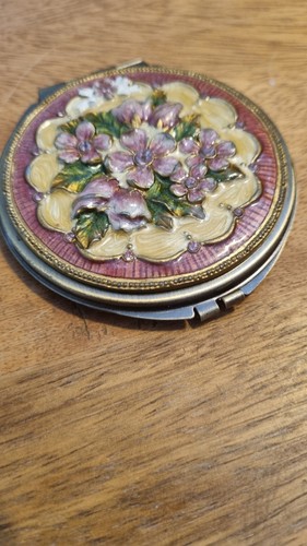 Vintage enamel compact mirror - enamel,