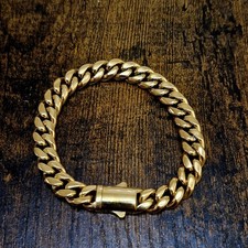 Cuban Link Gold 18karat Color Chain Bracelet (8 Inch Length)  (10mm) 