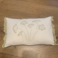 Beautiful Sibona Rectangle Feather Filled Cushion 38cm X 24cm Embroidered Lace