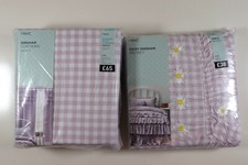 NEXT DAISY GINGHAM TAB TOP LINED LILAC CURTAINS 168X137CM SINGLE BEDSET - GIRLS
