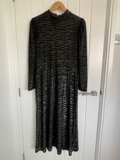 Warehouse Women's Dress Size UK 16 Leopard Metallic Green