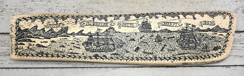 Vtg faux whale bone scrimshaw - vtg,