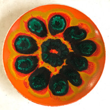 Rare POOLE POTTERY abstract design DELPHIS dish. 1970s Signed Studio Shape 3.