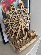 Wooden Puzzle Powered Spinning Ferris Wheel, LED Lights, Music Assemble Create