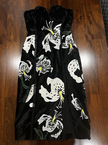 Erdem black floral dress - black, size