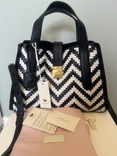 Radley Sloane Steer Leather Chevron Panel Med Grab Bag with Strap - RRP £299