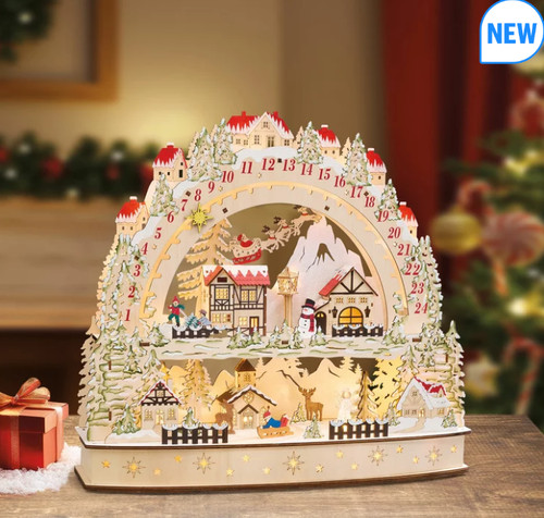 Wooden led advent calendar - wooden,