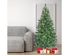 SHATCHI 150cm Pre Lit Alaskan Pine Artificial Green Christmas Tree, Warm White