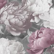 Muriva Doretta Floral Wallpaper Peonies Flowers Textured Vinyl Pink 213301