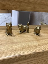 3 Vintage Brass cat figurines