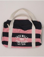JACK WILLS Womens Graphic Duffle Bag One Size Pink Striped Cotton X103