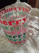 Glass tea/coffee/hot chocolate mug. Christmassy