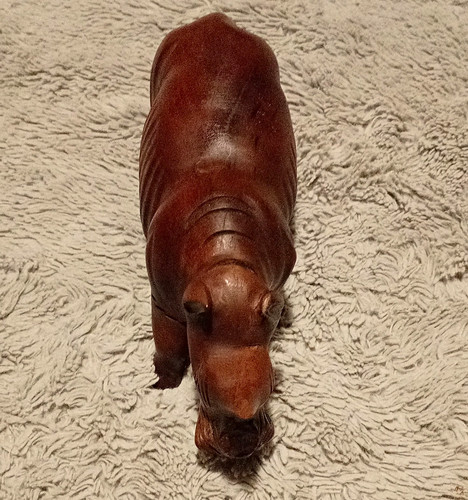 Hand carved wooden rhinoceros - wooden,