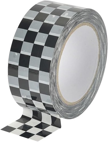 100m black white checkered - white,