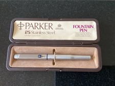 Parker 25 Vintage Fountain Pen Stainless Steel Nib, Original Case with Leaflet