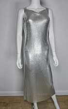 NBD Calafia Midi Dress - Silver Aluminium Chainmail Statement Piece XS | UK 6/8