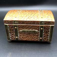 Vintage Copper & Brass Tea caddy box chest shaped Art Deco