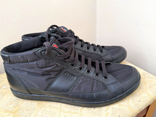 Prada men black mid top - mid, lace