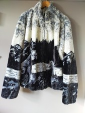 ADULTS UNISEX FAUX FUR PICTURE FLEECE JACKET WOLF WOLVES UNWORN NO TAGS ZIP XL