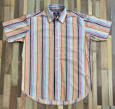 Viyella Shirt Mens Size M Medium Short Sleeve Multicoloured Pin Striped Cotton