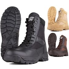 Leather Army Combat Military Work Zip Boots Size 5-12 UK SECURITY POLICE CADET