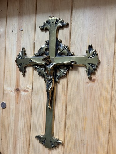 Antique large brass crucifix
