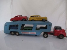 SSS VINTAGE FRICTION TINPLATE WORLD-WIDE CAR TRANSPORTER + 4 CARS BOXED JAPAN