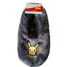 Pokemon Slippers Cosy Footlet Faux Fur Pikachu Grey