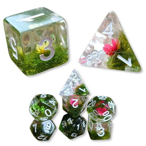 Dnd dice set flower 7pcs - dice,