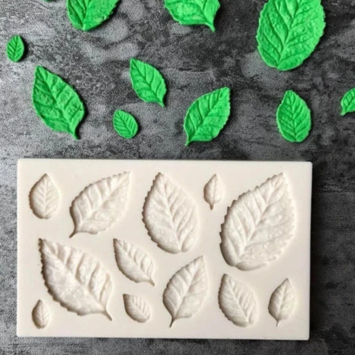 Rose leaves silicone fondant - rose,