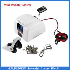 45LBS 20KG Boat Electric Anchor Winch Free Fall Remote Control Saltwater Winch