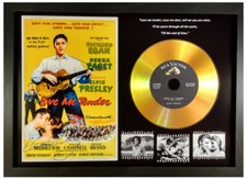 ELVIS PRESLEY 'LOVE ME TENDER' SIGNED GOLD DISC COLLECTABLE MEMORABILIA GIFT BLK