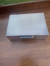 Hallmarked Silver Engine Turned Lid Cigarette Box Bham 1946/47,  5" x 3.5" Ex+