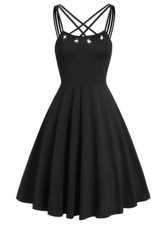 Curve Gothic Mini Dress with Laces Up Sleveless Open Shoulders Halloween Goth