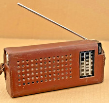 Vintage USSR Transistor Radio in Thick Brown Leather Case - Astrad F3TR9-R302