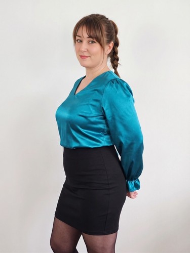 Peacock blue shiny - , satin