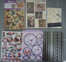 ASSORTED EMBELLISHMENTS & BACKING PAPERS - 6 DESIGNS
