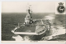 HMS Centaur Royal Navy Aircraft Carrier Vintage Real Photo Postcard C20
