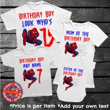 Spiderman Birthday Personalised T-shirt Gift Mens Ladies Kids Family Up To 5XL