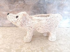 Christmas Planter Polar Bear Garden Ornament Statue Outdoor Feature Off White