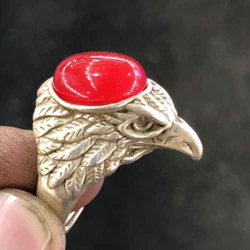 Men red jade ring - red,